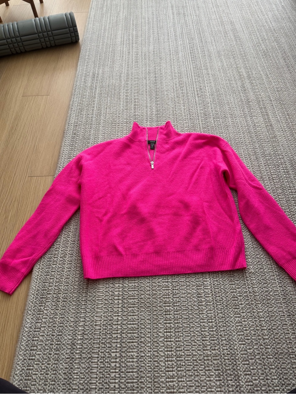 Aqua Bright Fuchsia Half-Zip Turtleneck Sweater